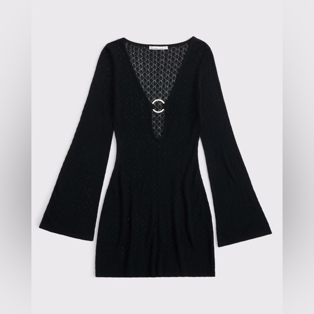 Abercrombie & Fitch Crochet-Style Plunge Mini Dress Coverup